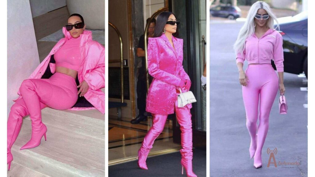 Famosas Kim Kardashiam usando Barbiecore