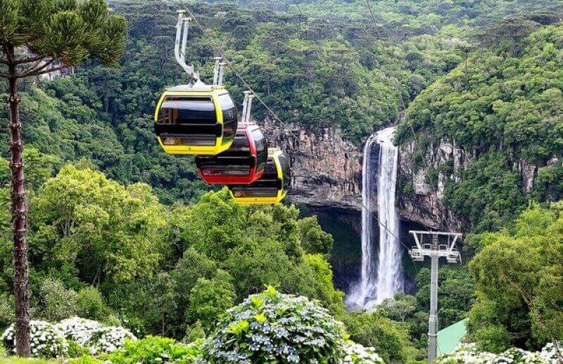 Cachoeira do Caracol em Gramado e Canela Rio Grande do Sul, passeio de teleférico