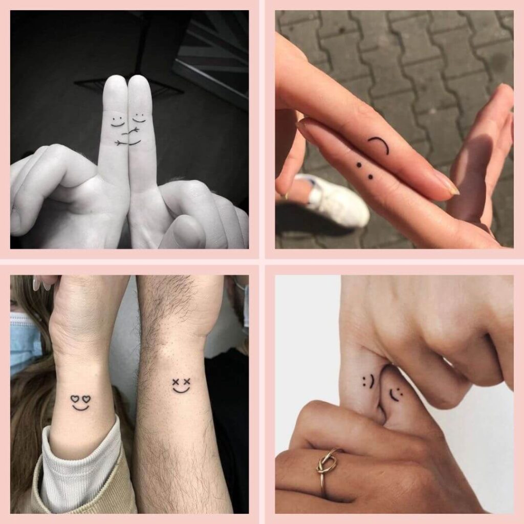 tatuagem casal sorrisos e carinhas