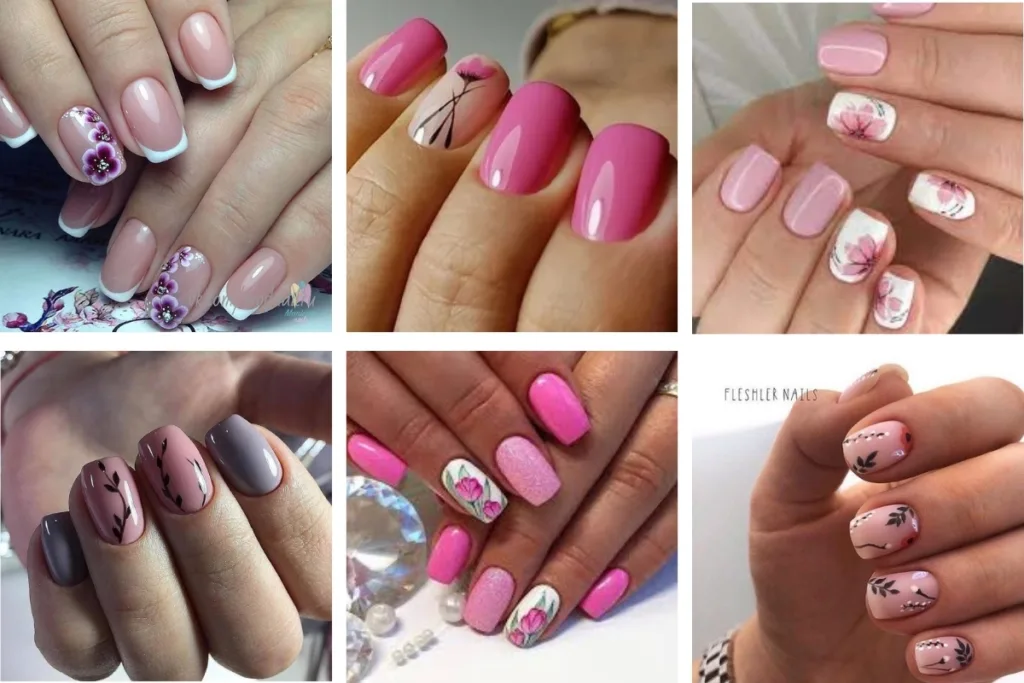 unhas decoradas com flores