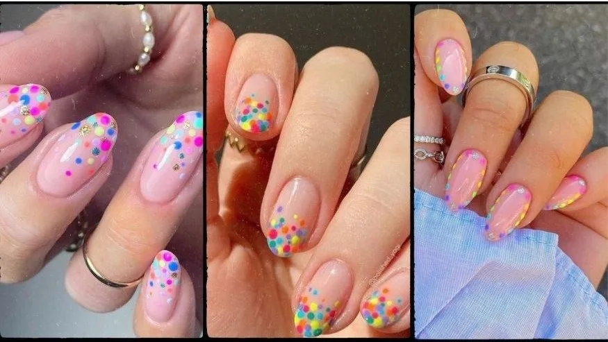 Unhas com desenhos de bolinhas