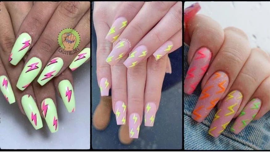 inspirações de unhas com desenhos de raios