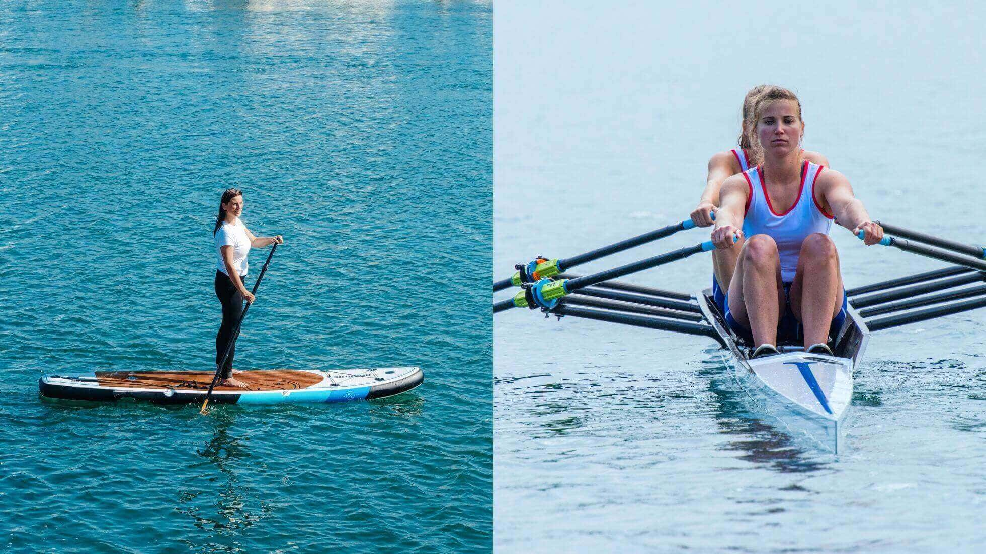 Pessoas praticando remo e Paddle boarding - esportes divertidos