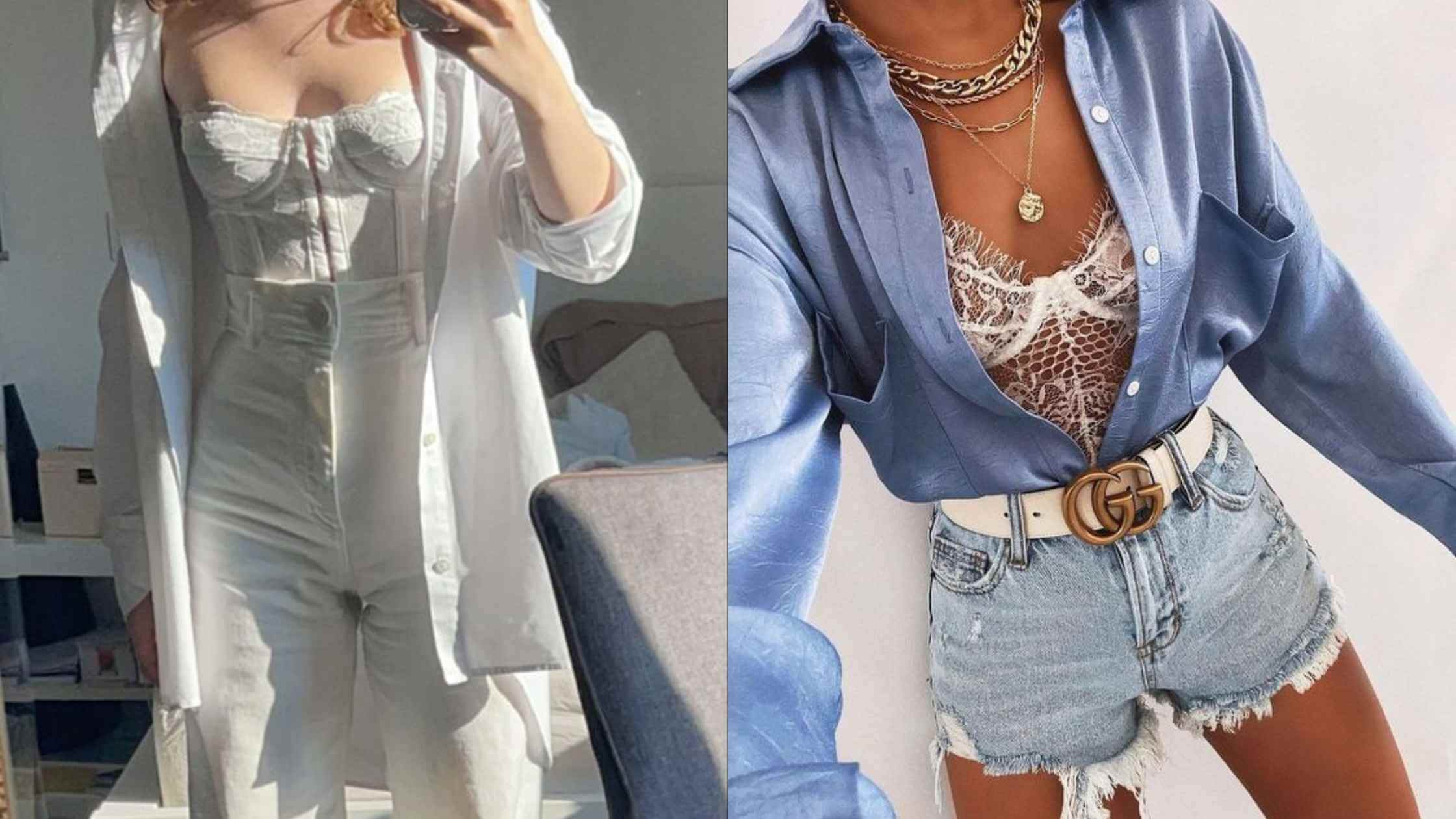 Fotos de mulheres vestindo body em baixo de camisa