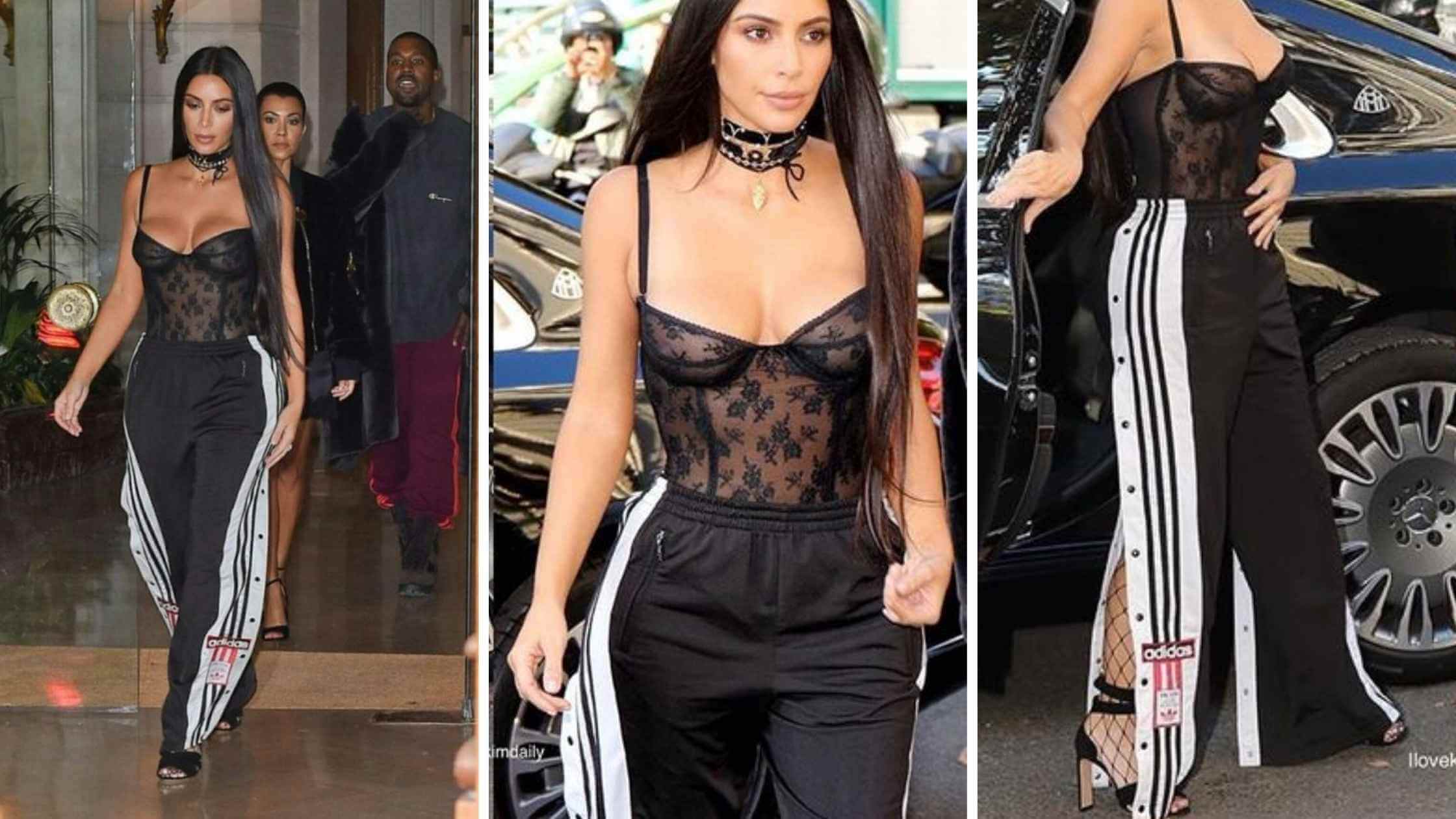 Fotos de Kim Kardashian vestindo body com calça esportíva