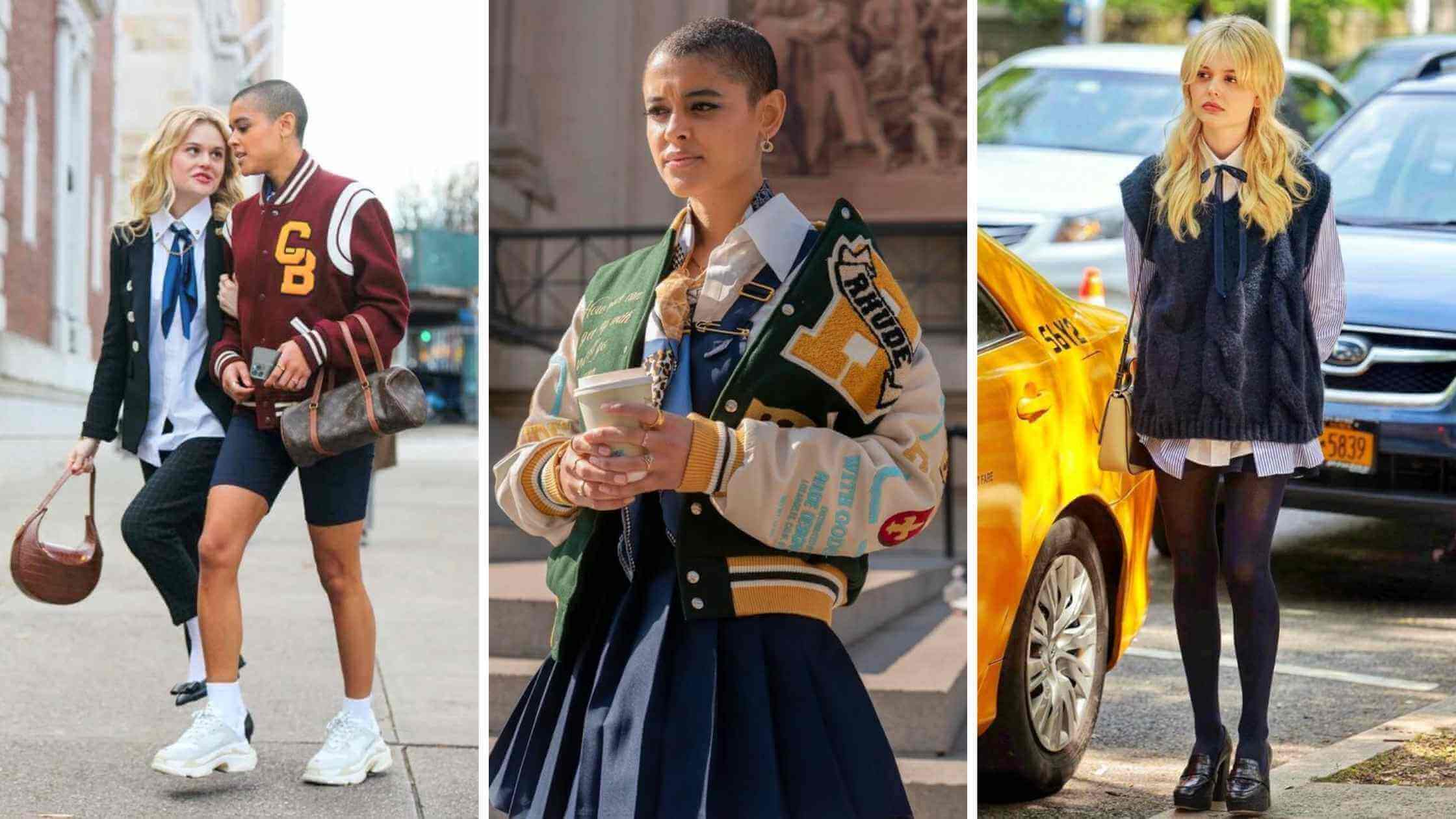 Fotos das personagens da série g´ssip girl usando roupas em estilo preppy