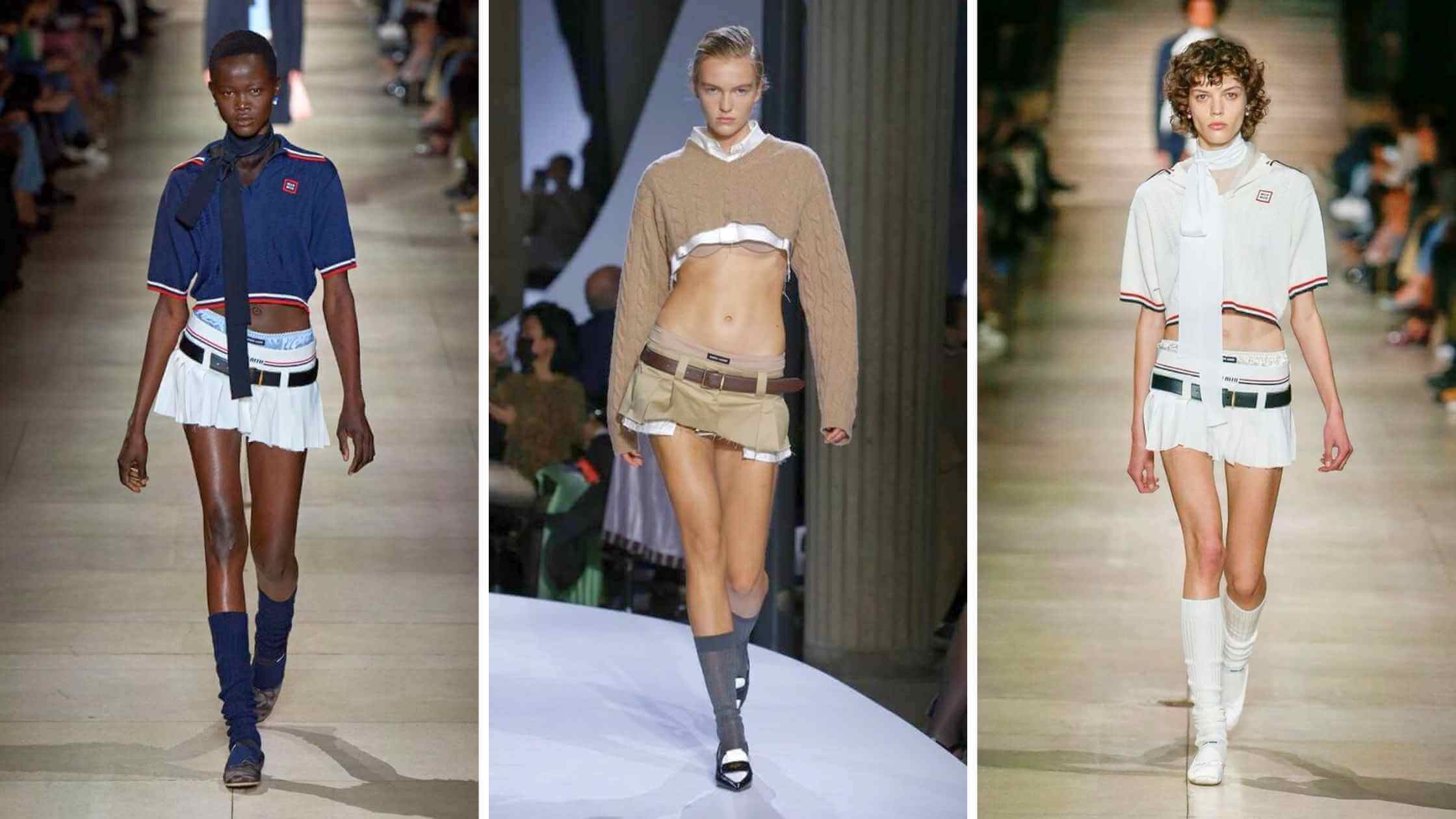 Desfiles Grife Miu Miu 2022 - roupas em estilo preppy