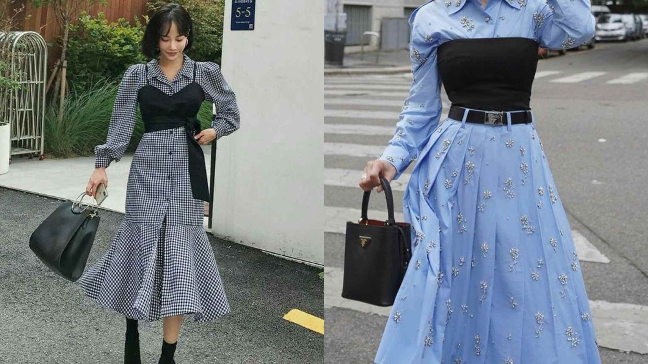 Fotos de mulheres usando cropped com vestido sobreposição layering