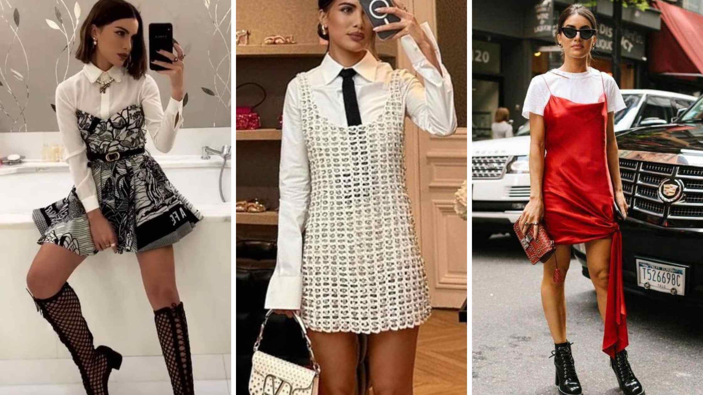 Fotos de mulheres usando vestido com sobreposição layering